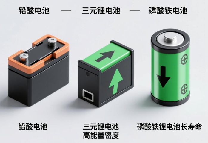 铅酸电池、三元锂电池和磷酸铁锂电池对比